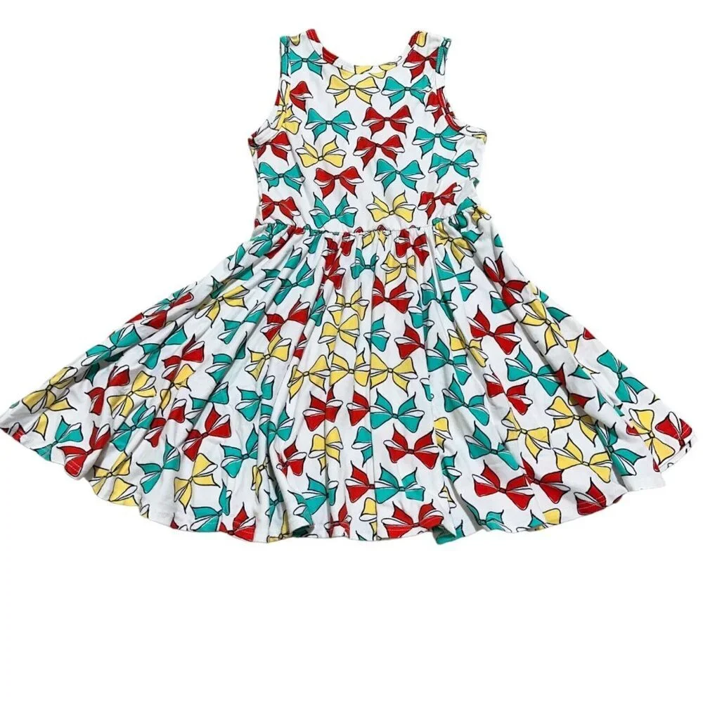 Dot‎ Dot Smile Toddler Girls Size 3/4 Bows Print Sleeveless Tank Twirl Dress NWT